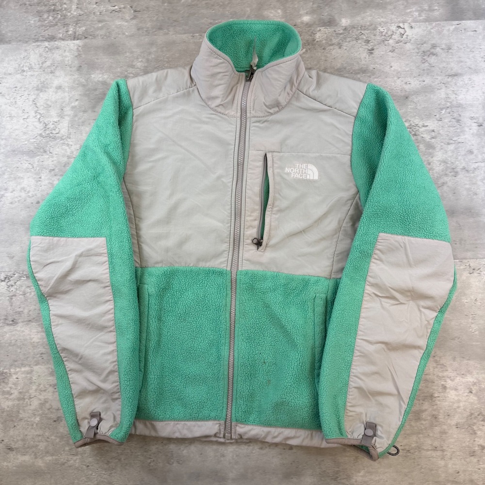 The‎ North Face Denali Fleece Jacket Womens Small Mint Green Grey Full Zip Coat